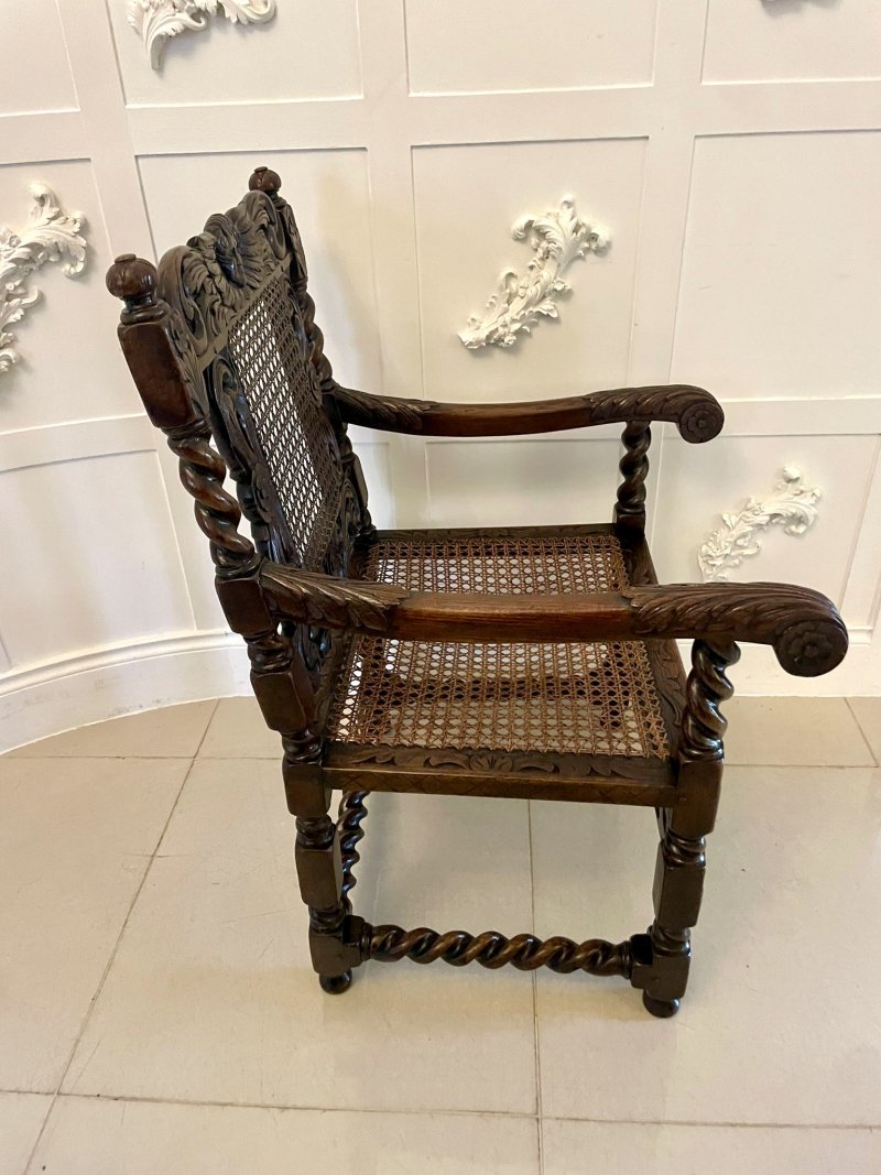 Set of Six Antique Victorian Quality Carved Oak Dining Chairs - Image 4